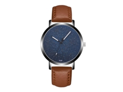 Reloj Hombre De Cuero Moda Dial Redondo Reloj Analógico De Cuarzo (café Claro)