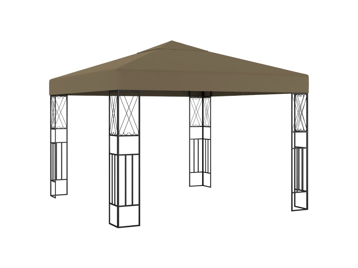 Vidaxl Gazebo 3x3 M Tecido Cinzento-acastanhado