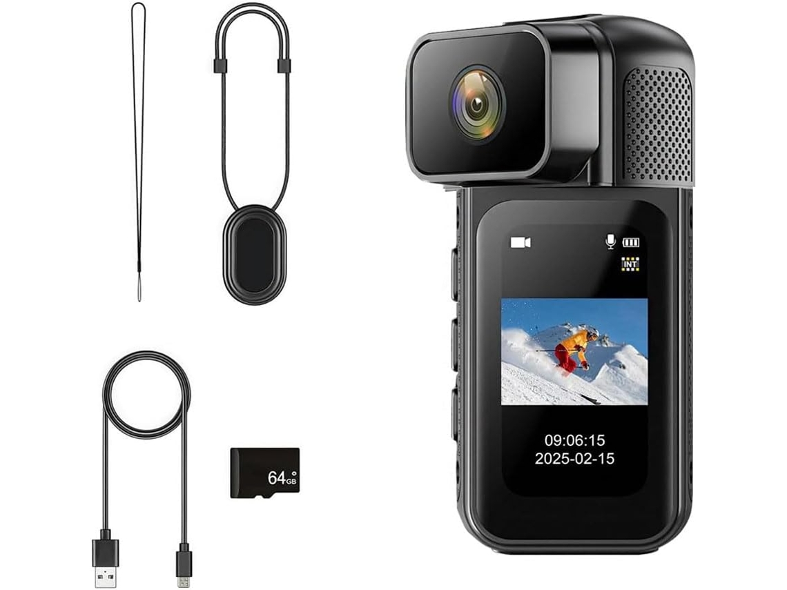 Mini Câmera Pov de Corpo com Wi fi, 64 Gb, 2.7k, Lente Giratória de 180° e Gravação de Esportes. SFUSHOS