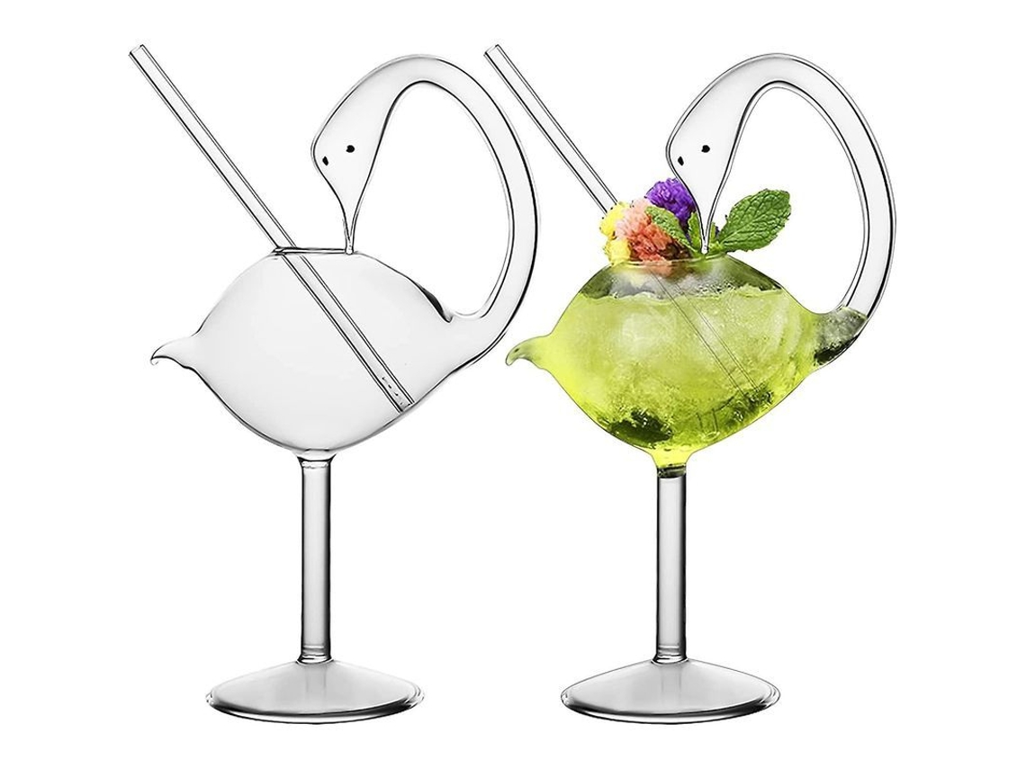 Copo de cocktail, conjunto de 2 copos cisne 6oz, cristal sem chumbo, presente de casamento com S/MARCA