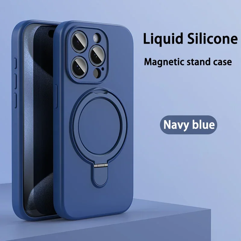 Capa Protetora Magnética De Silicone Líquido (azul Para Iphone 11), Carregamento Sem Fio, Suporte Invisível.