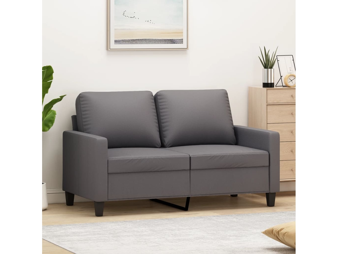 Vidaxl Sofá De 2 Lugares 120 Cm Couro Artificial Cinza