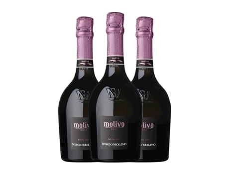 Espumante rosé BORGO MOLINO Motivo Spumante Rosé Extra Dry Extra Seco Marca Trevigiana (0.75 L - 3 Unidades)