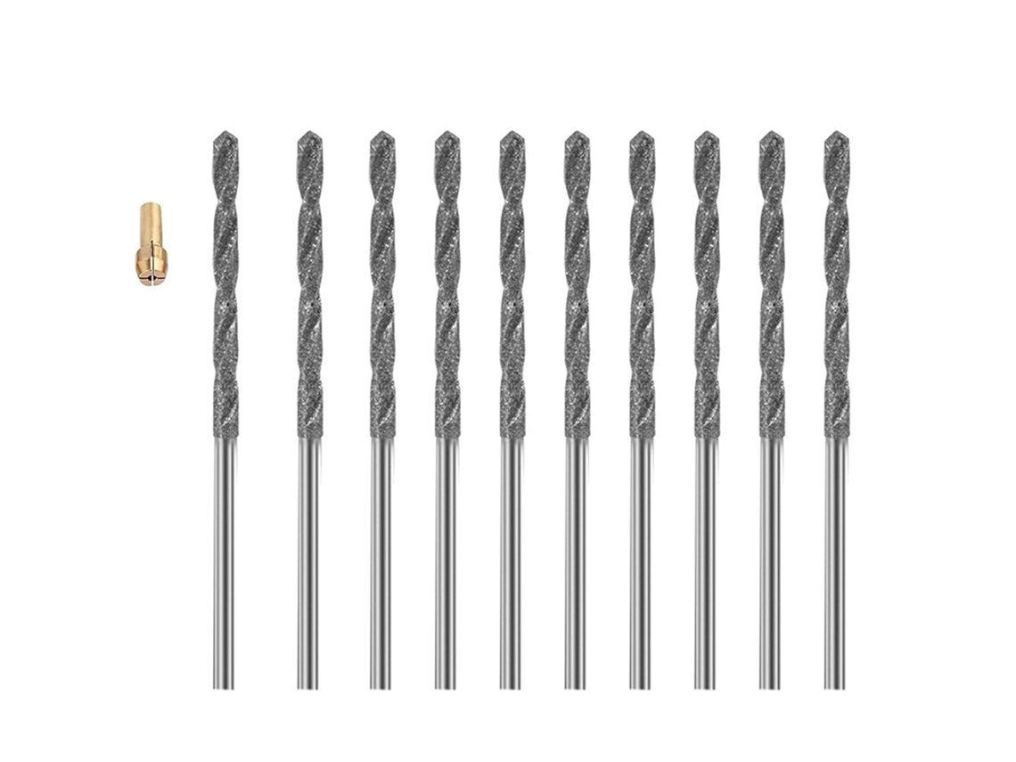 Brocas Diamantadas Helicoidais De 5/64 Polegadas (2 Mm) Com Pinças,