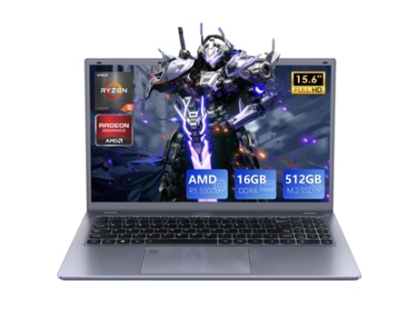 Portátil Vanwin 15,6 Polegadas 1920x1080 Ips, Amd Ryzen 5 5500u Até 4,0 Ghz, 16 Gb De Ram, Ssd De 512 Gb, Wifi5, Bluetooth 5.0, Teclado Retroiluminado