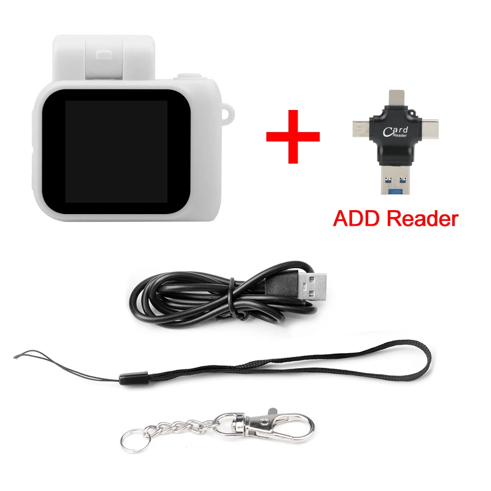 Mini Câmera Slr Infantil com Flash e Compartimento para Bateria, 1080p, Tela Lcd MDUG (branca + Leitor de Cartão 32gb)