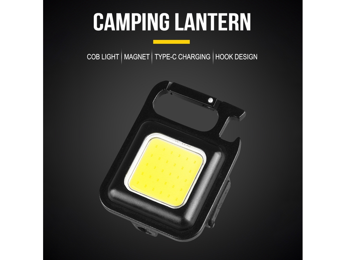 Lanterna Chaveiro Mini Portátil Cob com Iman Abertura de Garrafas Carregamento Rápido