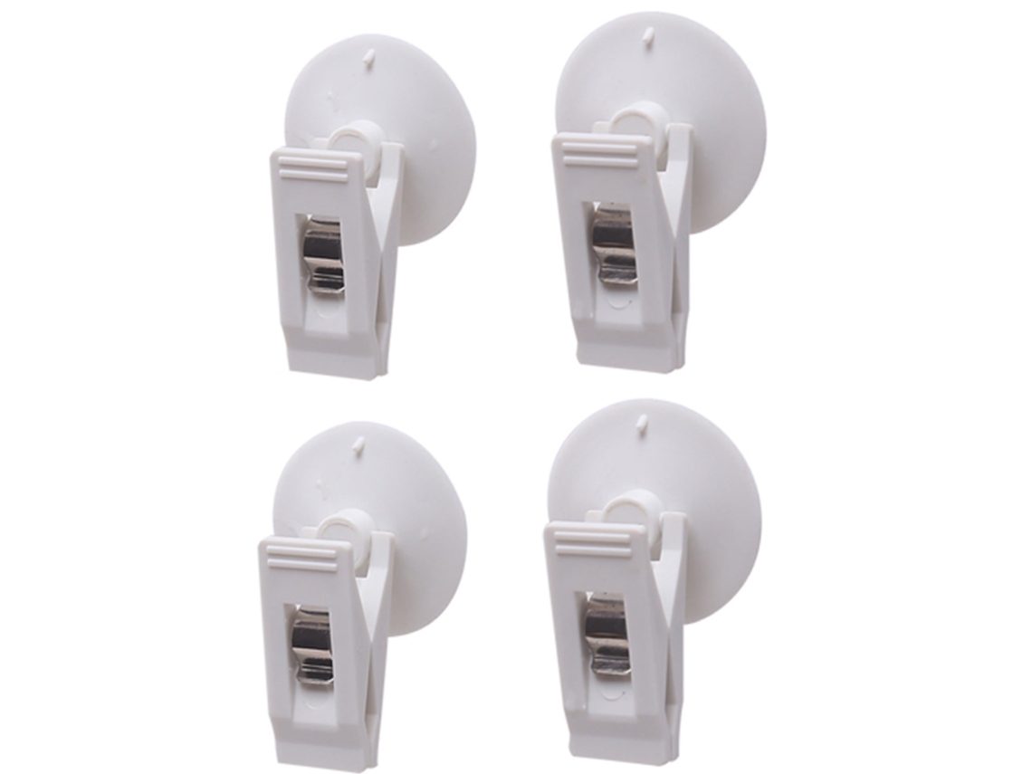 Conjunto de 4 Unidades Clipes Plástico Branco com Ventosa Para, Brisa, Cortina, Cartão e Fotos BRILVIBERA (universal)