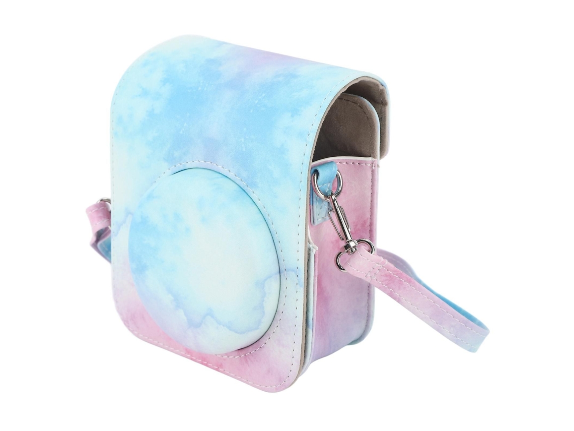 Mini Bolsa Protetora para Câmera Instantânea, Estojo em Pu com Alça de Ombro Ajustável para Câmera Fujifilm Instax Mini 12, Azul e Rosa TAISHENGDA