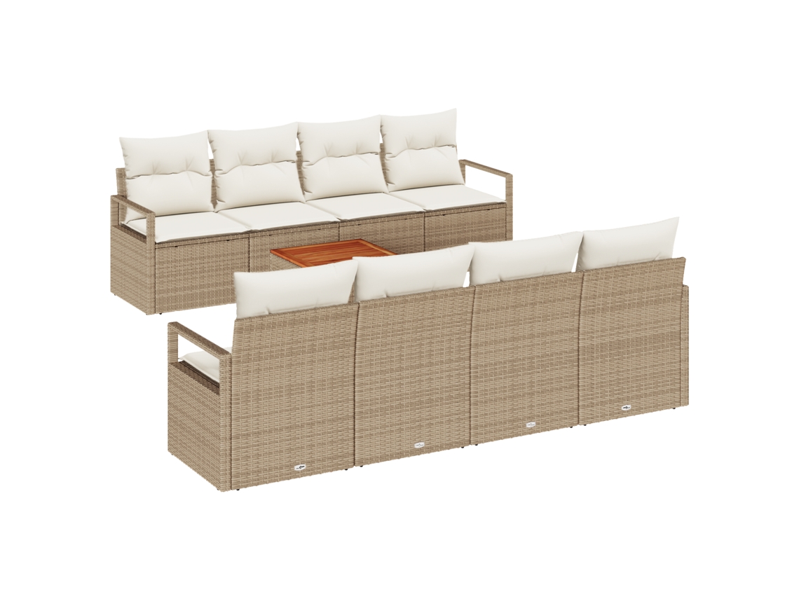 Conjunto 9 Conjunto De Sofá Modular Vidaxl Bege Vime Pe (230 X 62 X 69 Cm)