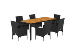 Garden Dining Set, Garden Dining Sets Vidaxl Preto Rattan / Vime (190 X 90 X 75 Cm)