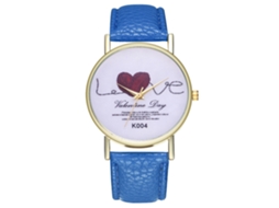 Reloj De Cuarzo De Moda Para Pareja Con Correa De Cuero Pu Dial Corazón Azul Real