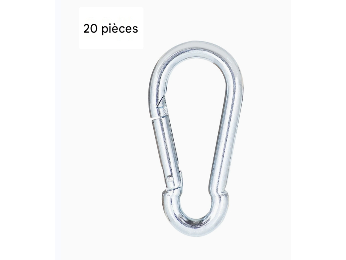 Conjunto De 20 Peças: Mosquetões Galvanizados Com Trava, Ganchos De Segurança, Clipes E Fixadores Para Telas De Sombreamento.