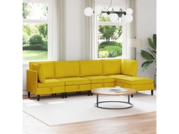 Vidaxl Conjunto De Móveis Para Sala De Estar 5 Unid. Amarelo Veludo