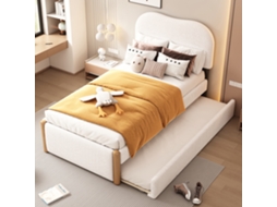 Caixa Plana De 90*200cm, Estofada, Com Cama Prática E Retrátil Extensível, Design Minimalista, Branca-op