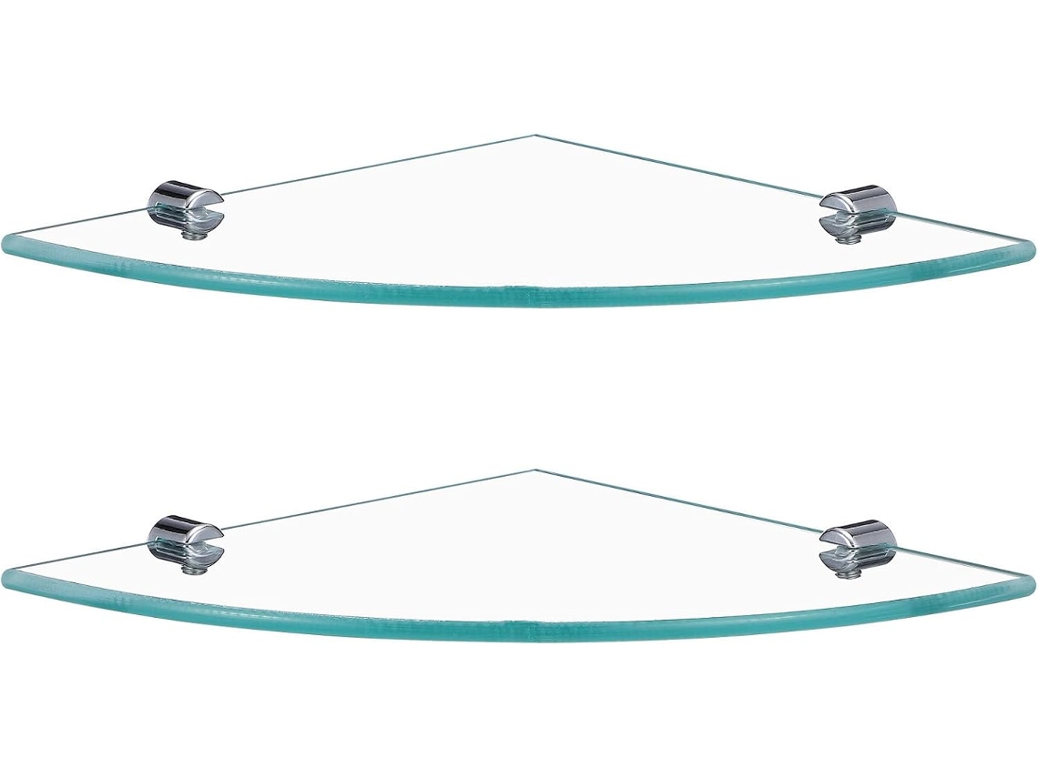 Adorainbow Conjunto De 2-prateleiras Canto Vidro Para Banheiro, Suporte De Parede, Prateleiras Flutuantes Triangulares