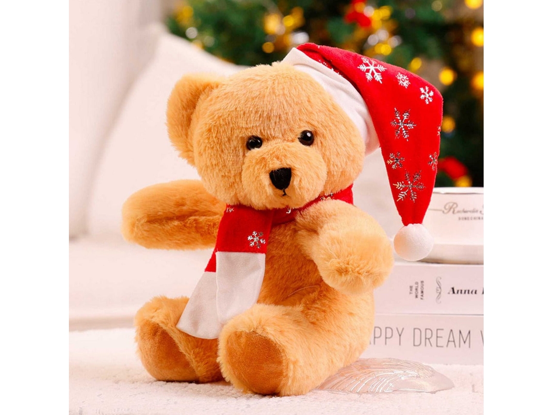 Ursinho de Pelúcia 26cm, Urso Marrom Macio, Presente de Natal, Decoração 26cm - Neve