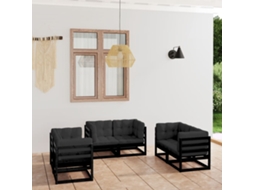 Conjunto Lounge De Jardim 6 Peças Com Almofadas Pinho Maciço Dkd Home Decor