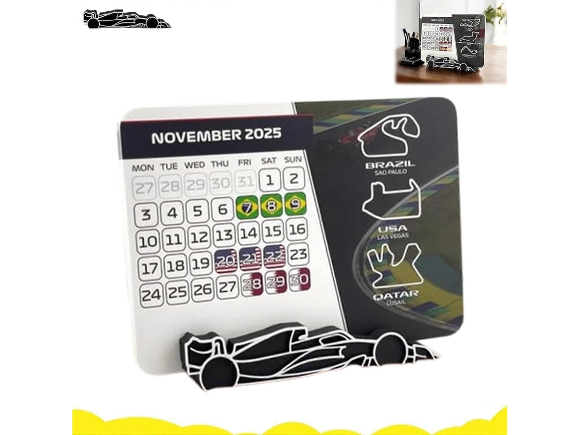 Calendário De Mesa F1 2025, 7 Polegadas, Com Carro De Fórmula 1 Em Suporte, Decoração Para Mesa