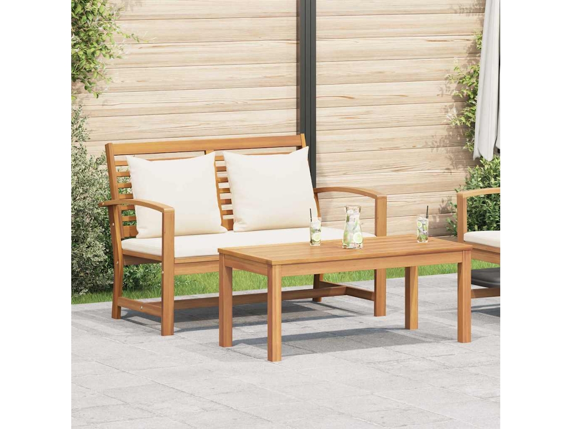 Vidaxl Conjunto De Banco E Mesa De Jardim Com Almofada 2 Peça