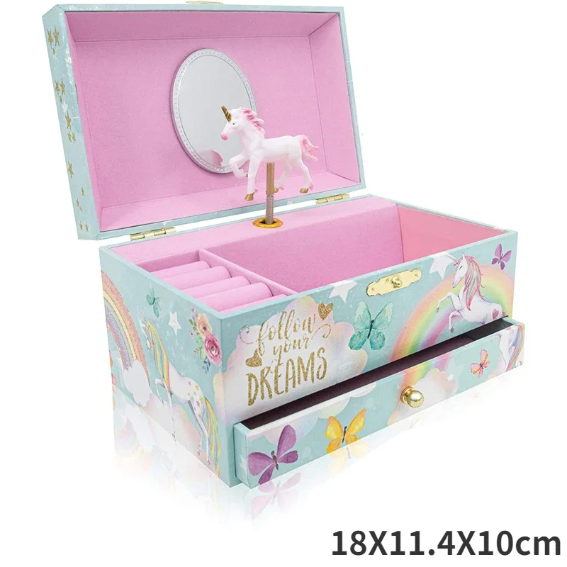 Caixa de Música Infantil Giratória de Natal com Unicórnio e Bailarina MDUG (unicórnio de 15 Cm D)