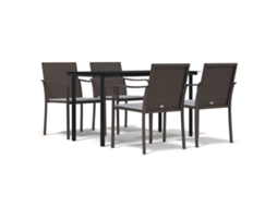 Garden Dining Set, Garden Dining Sets Vidaxl Marrom Rattan / Vime (140 Cm Table Length)