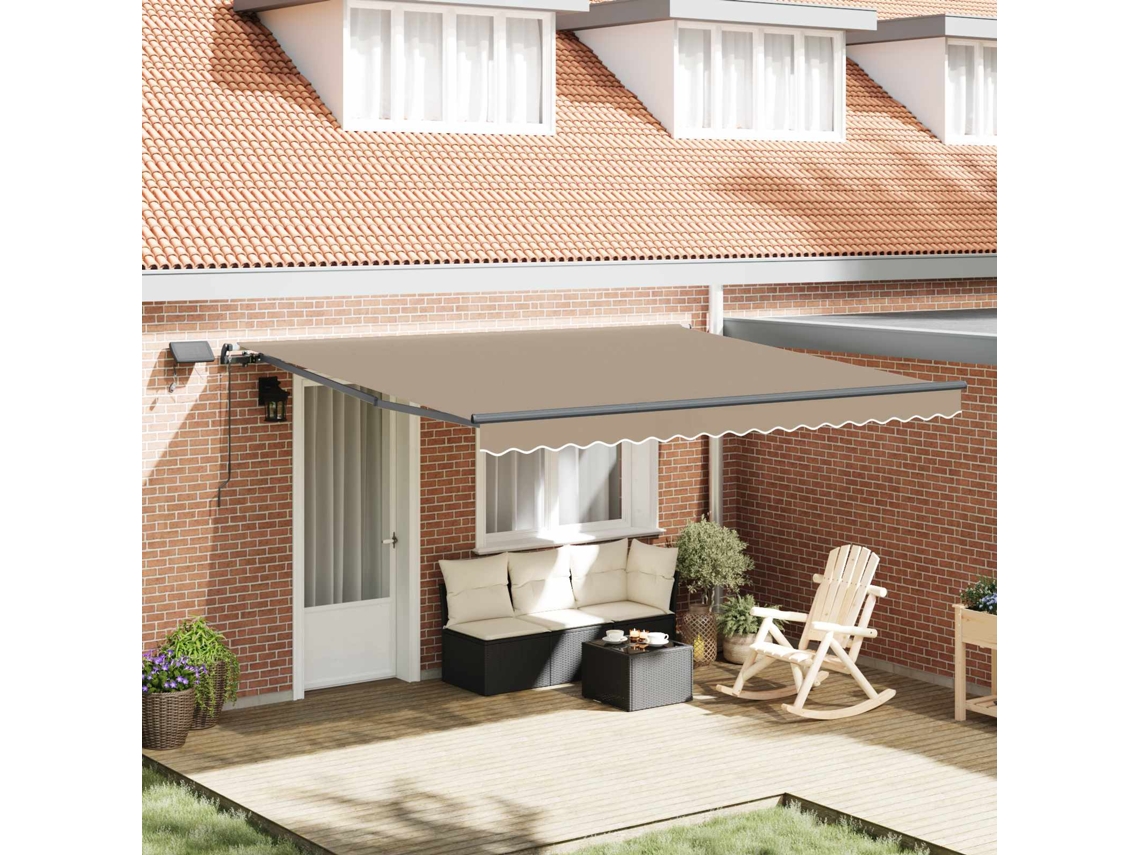 Vidaxl Toldo Retrátil Bege 400 × 300 Cm Tecido E Alumínio