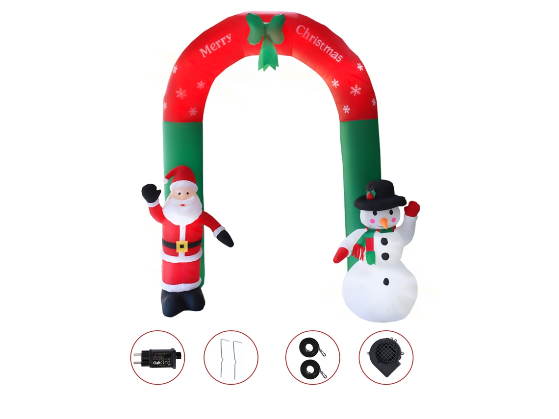 Arco De Natal Inflável Resistente À Água Iluminado Com 9 Leds