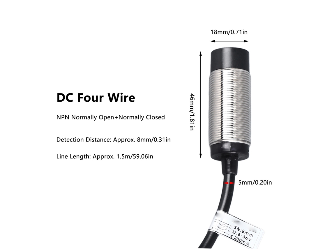 Sensor De Proximidade Indutivo Laxiscreed 8mm Dc, 4 Fios, Alta Detecção E Durabilidade