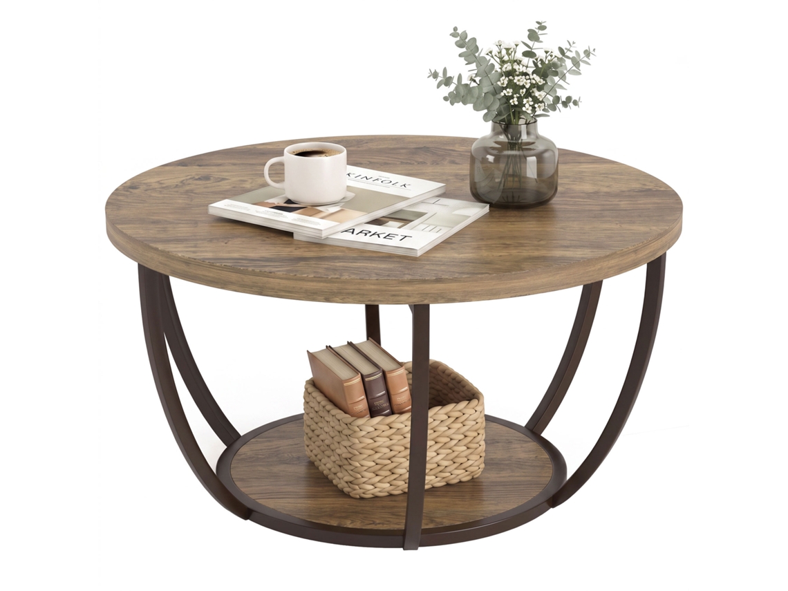 Marrom/preta, De Sala De Estar 80 X 80 X 43,8 Cm, Mesa De Centro Com 2 Níveis