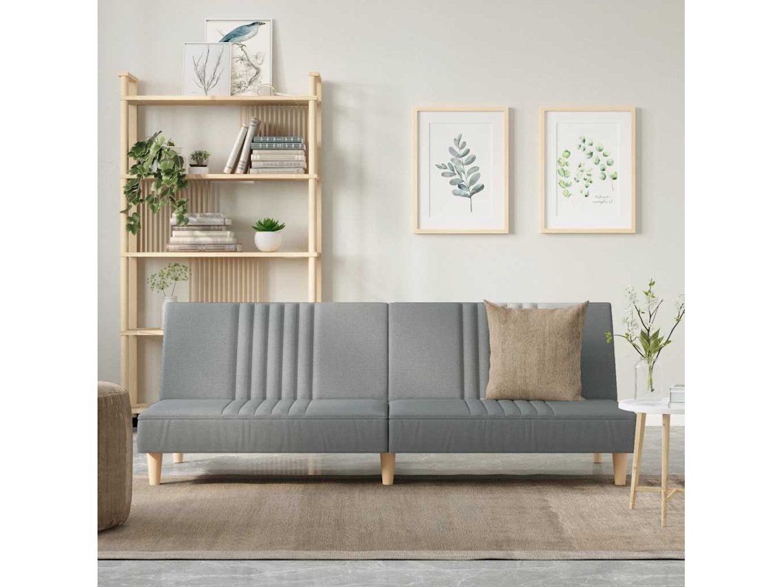 Vidaxl Sofá-cama Tecido Cinzento-claro