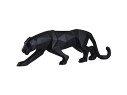 2026 ornamento Escultura Pantera, Estatua Leopardo Resina Geométrica Moderna Decoración Hogar Librería Tienda Negro Pequeño 25cm