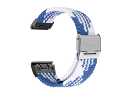 Bracelete entrançada Solo loop ajustável para Garmin foretrex 601 Azul e Branco