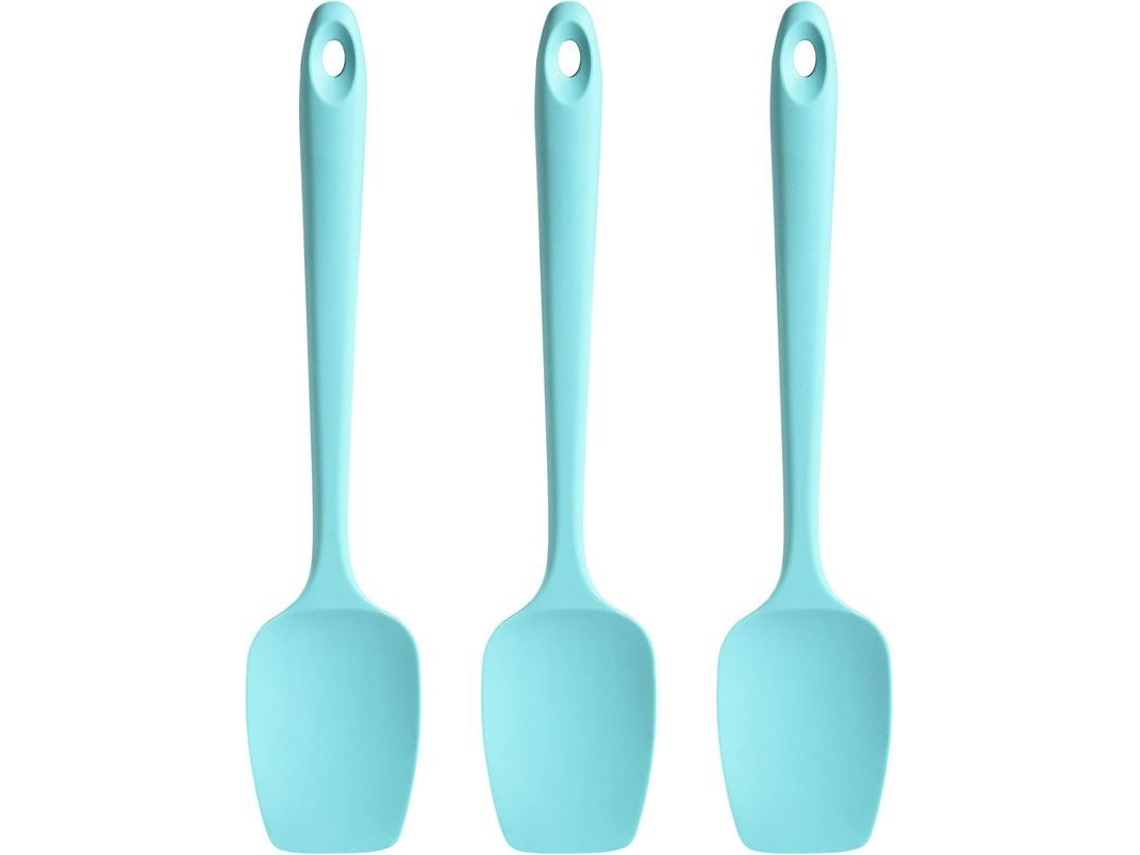 Rebe - Conjunto de 3 espátulas de silicone de qualidade alimentar, resistentes ao calor até 315 °C (600 °F), utensílios de cozinha para assar e cozinhar (verde-água)