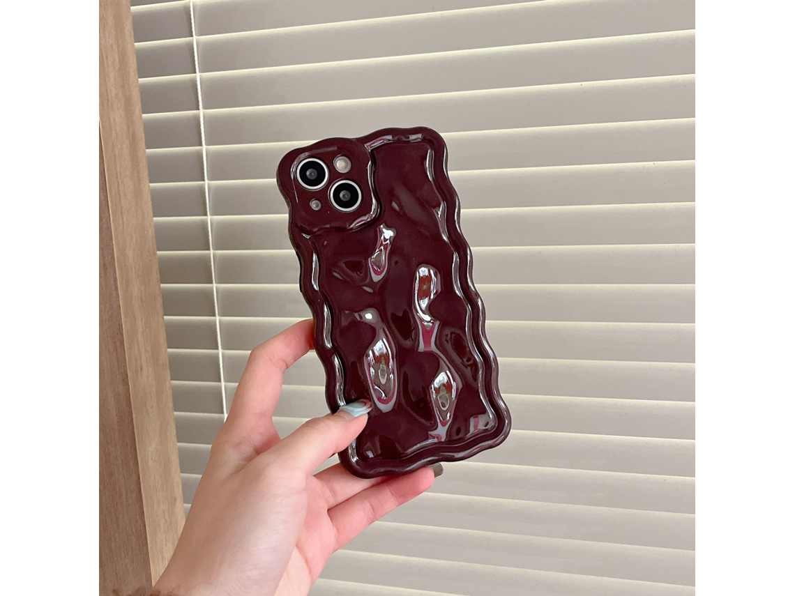 Capa Para Iphone 17 Xym Wave Meteorite Cor Sólida Borgonha Eletroplaqueada Onda De Água