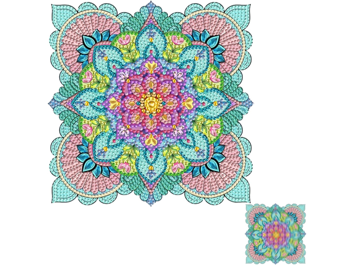 Ímã De Geladeira Mandala Diamante – Quadrado Camada Dupla Com Rotação 360°, Kit De Artesanato Com Gema 5d 20x 20cm Base