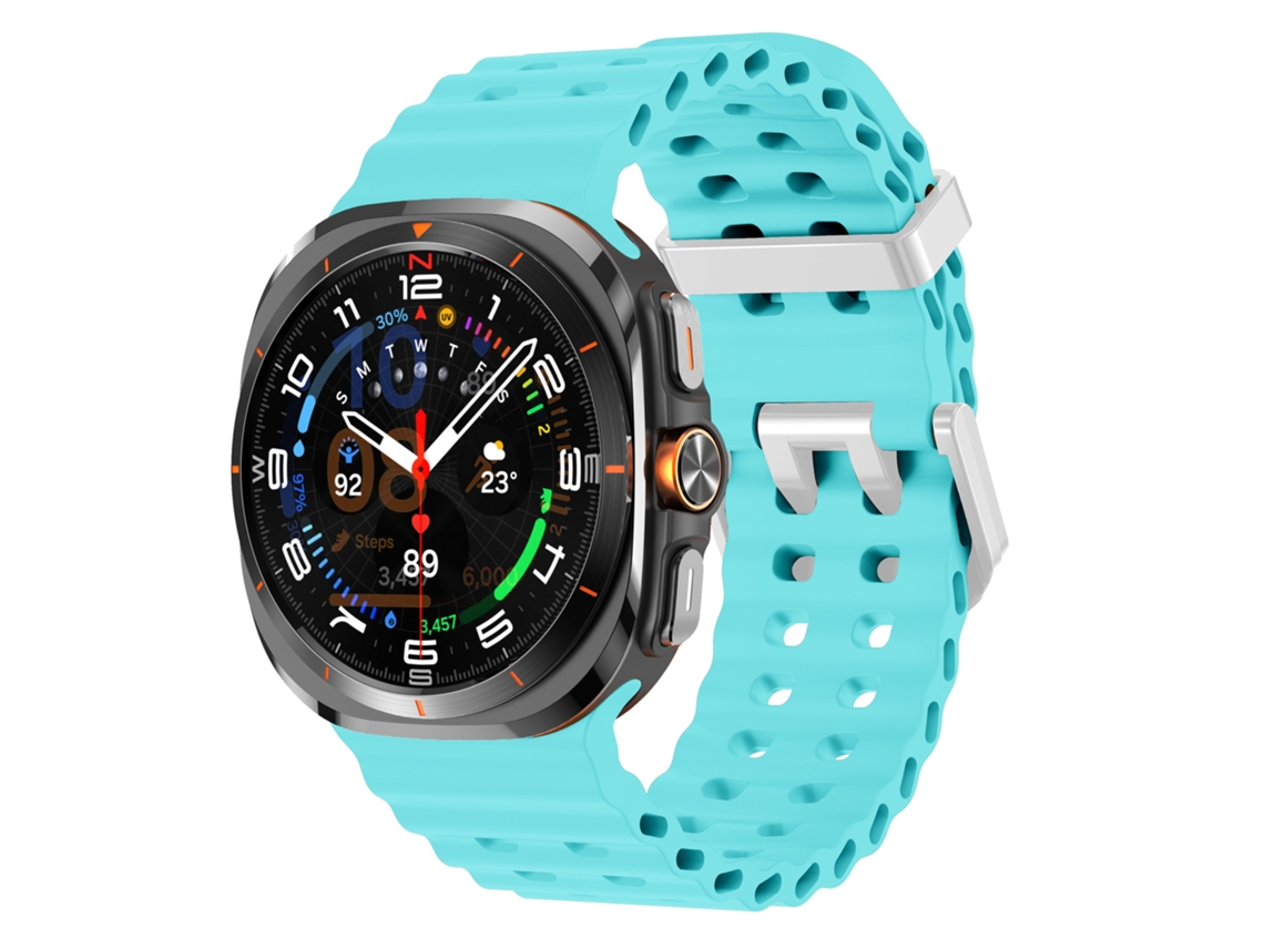 Pulseira Marine Para Samsung Galaxy Watch Ultra 2/1 47mm (2026/2025/2024), Silicone, Desportiva Verde-água Hexinyigjly
