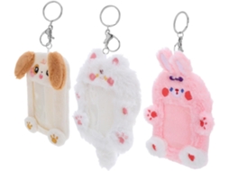 Conjunto De 3 Chaveiros De Pelúcia Macios Com Estampa De Animais, Porta-crachá Multifuncional