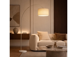 Luminária De Chão Luxo Xanayxwj Com Cúpula Ajustável Em 180° Tecido Linho, Luz Tricolor Regulável E Base, Altura