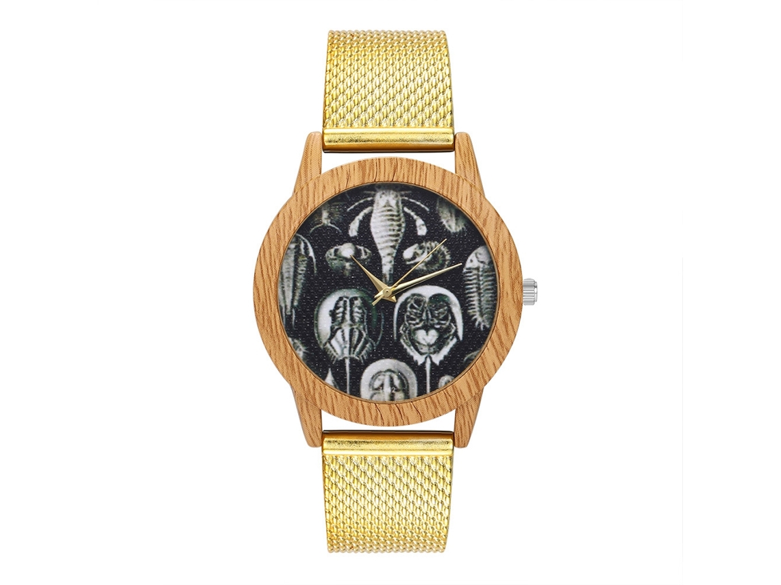 Relógio de quartzo unissex para casais com pulseira de silicone e mostrador redondo (dourado)