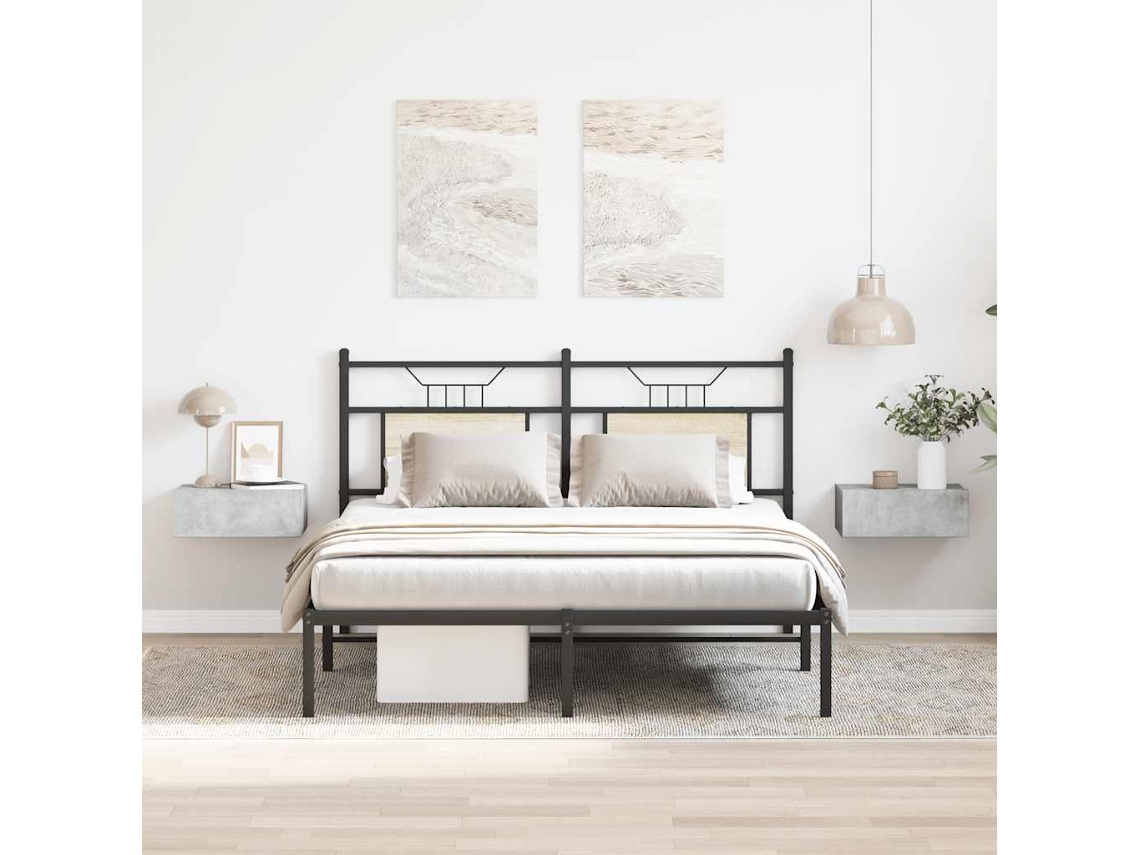 Vidaxl Mesa Cabeceira Suspensa 2pcs Derivados Madeira Cinzento Cimento