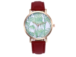 Relógio de Pulso Feminino de Quartzo com Pulseira de Couro Pu Estilo Simples Azul