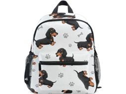 Mochila Fofa Com Estampa Dachshund Em Preto Marrom Claro Para Meninas, Meninos Crianças 3 8 Anos, Nome,