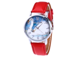 Reloj De Pulsera De Cuarzo Para Hombre Y Mujer Con Dial Redondo Moda(rojo)