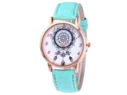 Relógio de Quartzo com Pulseira de Couro Estilo Simples Moderno para Jovens Amantes (verde Menta)