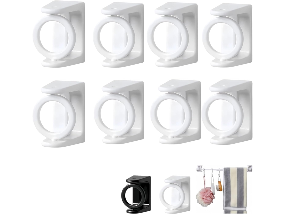 Conjunto De 6 8 12 Anéis Adesivos Universais Com Rotação 360° Para Pendurar, Brancos 8 Peças