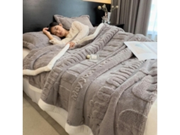 Manta de Lã Coral Quentinha para Outono e Inverno Veludo Jacquard com Letras Macia Felpuda, Macio, Quente, Ide