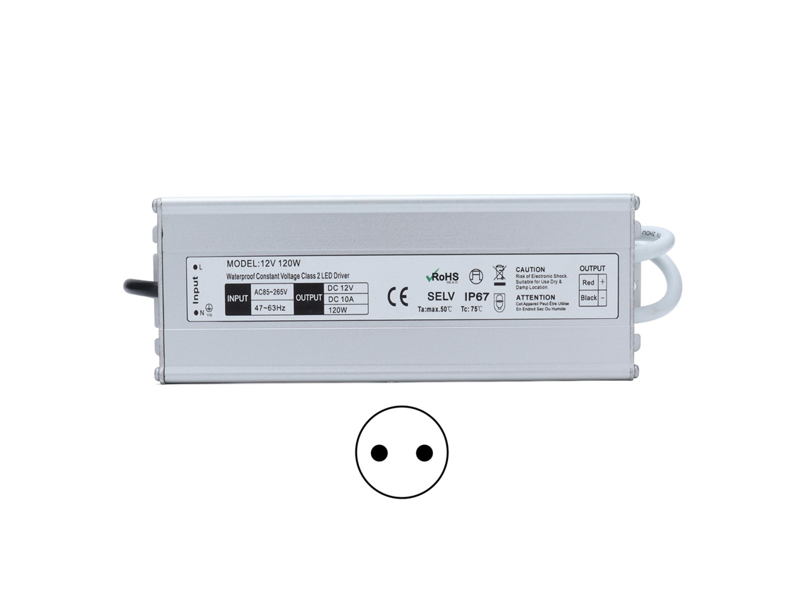 Driver Led 120w Bivolt Ip67 Transformador Bateria Tensão Constante