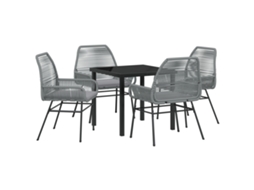 Conjunto 5 De Jantar De Jardim Com E Travesseiros Vidaxl Cinza Rattan Poliéster
