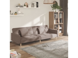 Vidaxl Sofá-cama 2 Lugares C/ Duas Almofadas Tecido Cinza-acastanhado